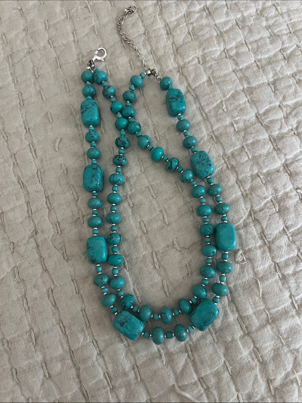 Turquoise Beaded Double-Strand Necklace - Women Jewelry